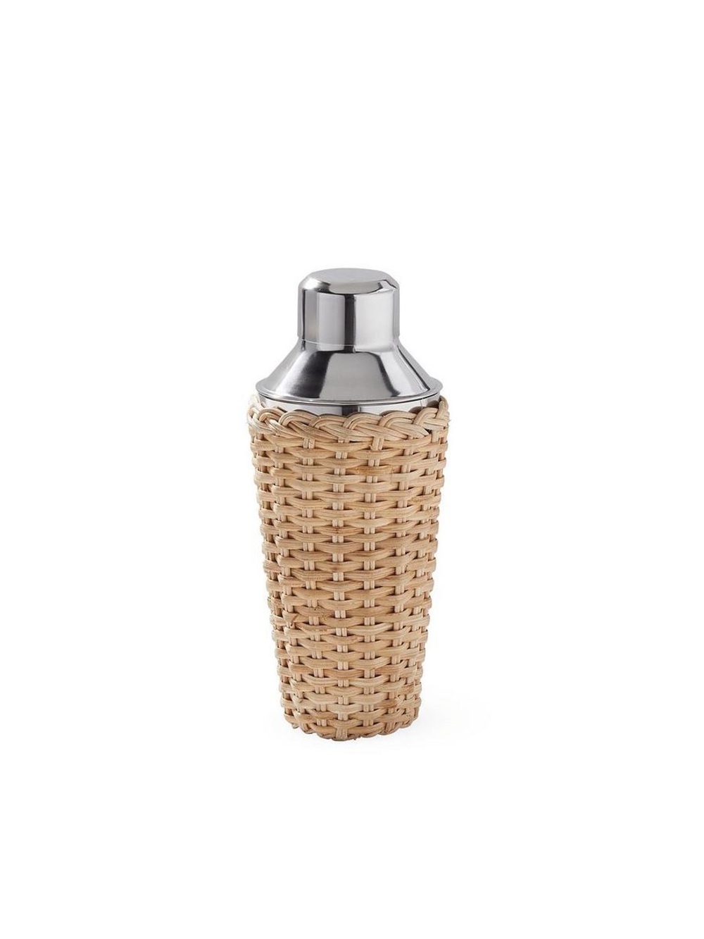 Serena & Lily Woven Rattan Tulum Stainless Steel Cocktail Shaker - Natural/Tan